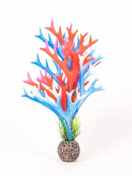 AQUATOP PD-BH62 8 Inch Multi-colored Blue and Red Staghorn Plant Decor